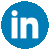 LinkedIn social media icon in white on blue background.